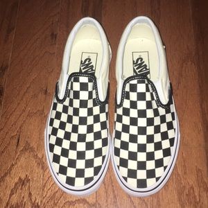Checkered print slip on vans